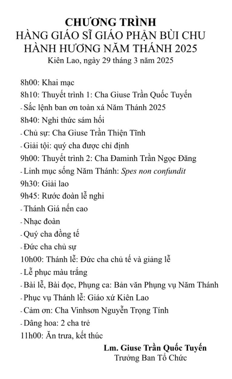 Chương trình hành hương của hàng giáo sĩ Bùi Chu