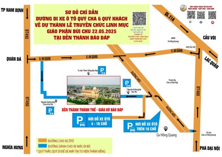 Sơ đồ chỉ dẫn đường đi dự lễ Truyền chức Linh mục