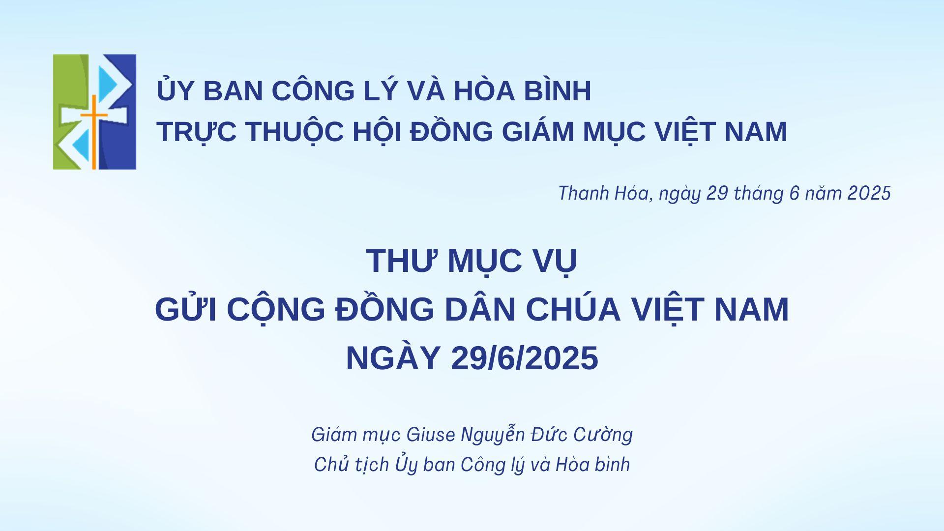 Read more about the article Thư mục vụ của Ủy ban Công lý và Hòa bình gửi Cộng đồng Dân Chúa Việt Nam về hình phạt tử hình