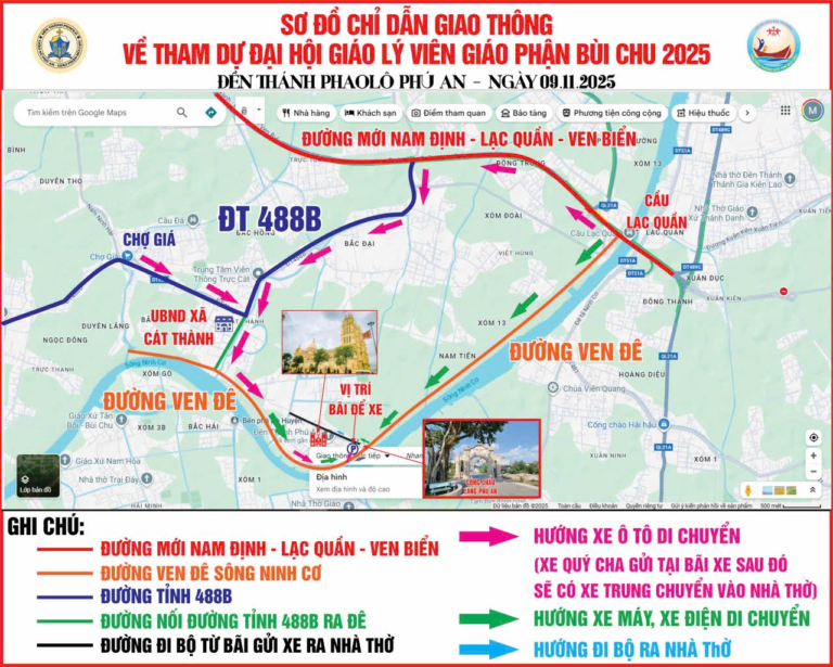 Chỉ dẫn giao thông đại hội GLV 2025