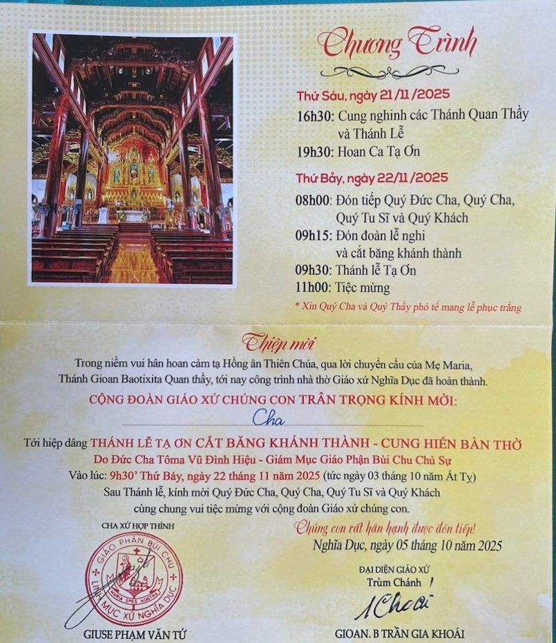 Read more about the article Giáo xứ Nghĩa Dục: Khánh thành nhà thờ mới