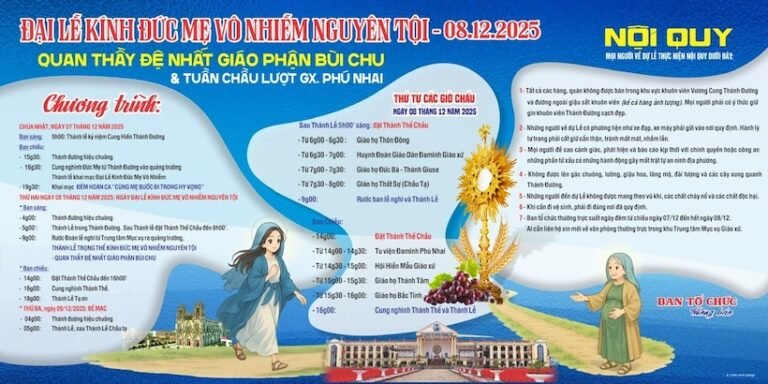 Chương trình đại lễ Đức Mẹ Vô Nhiễm